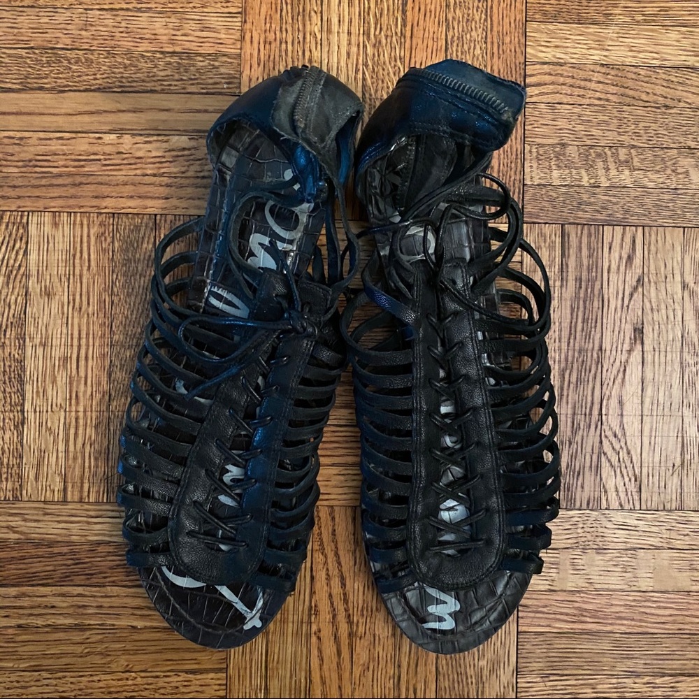 Sam Edelman Black Lace Up Sandals | Size 10